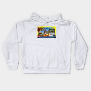 Greetings from Ann Arbor Michigan, Vintage Large Letter Postcard Kids Hoodie